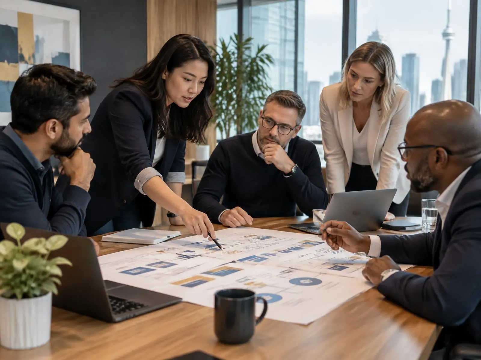 Consultants and client leaders collaborating around an enterprise architecture workshop